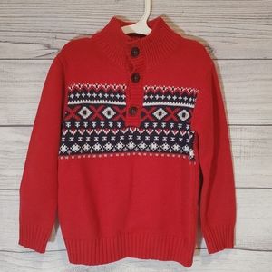 Toddler Boys Mock Neck Sweater-Red, 2T